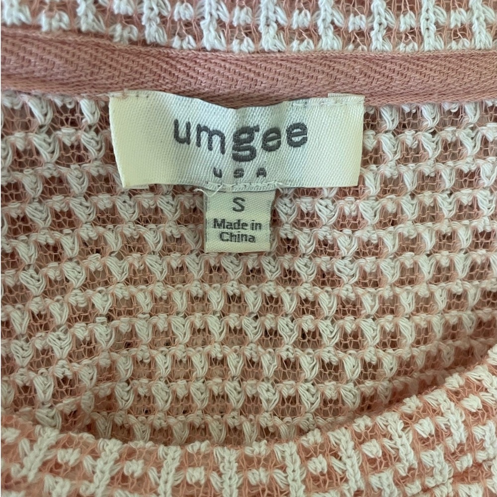 Umgee Women Waffle Knit Tunic Top S Blush Raw Seam Relaxed Boho Coastal Longline - Picture 9 of 12